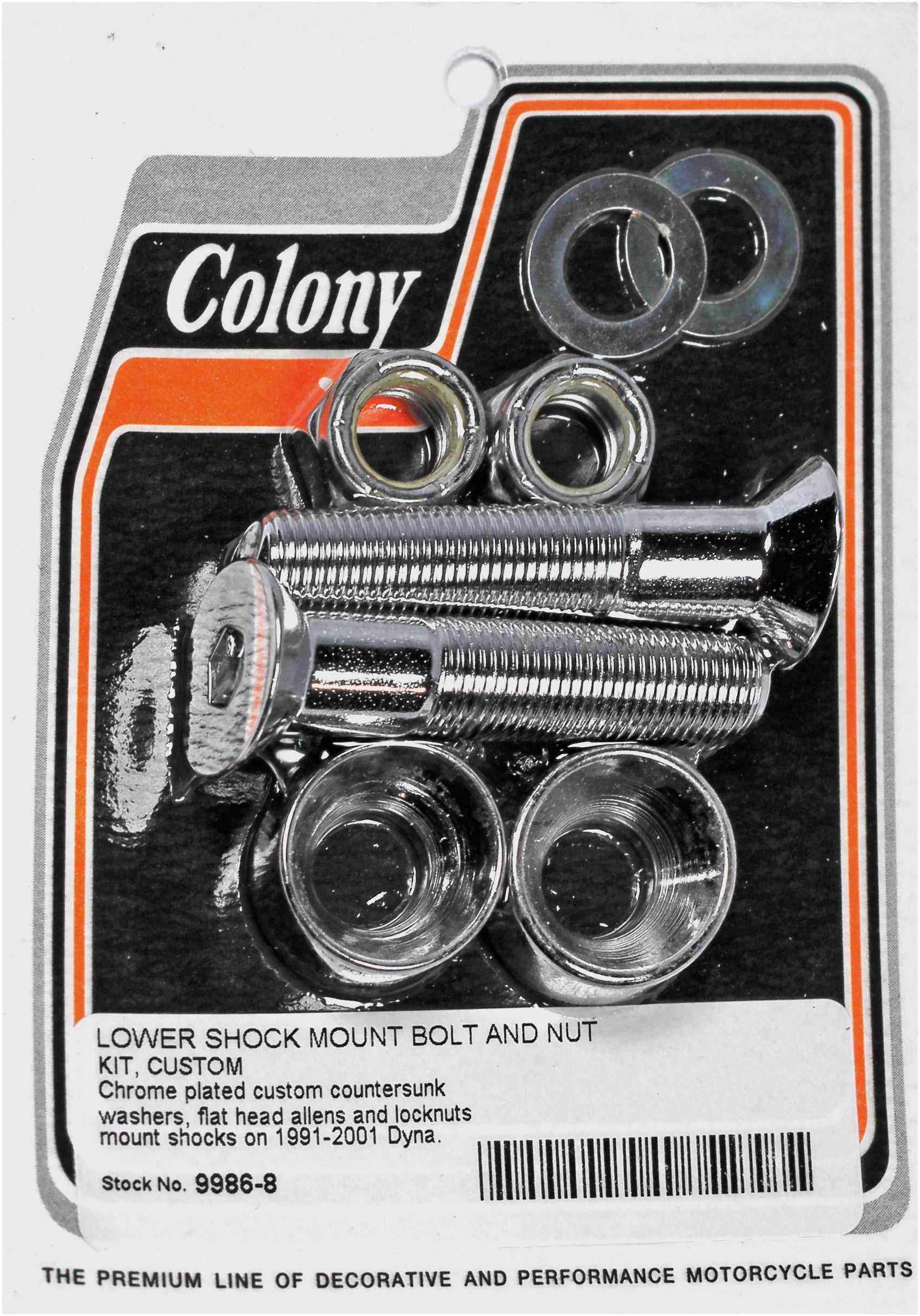 COLONY MACHINE, COLONY MACHINE LOWER SHOCK MOUNT BOLT & NUT KIT 9986-8