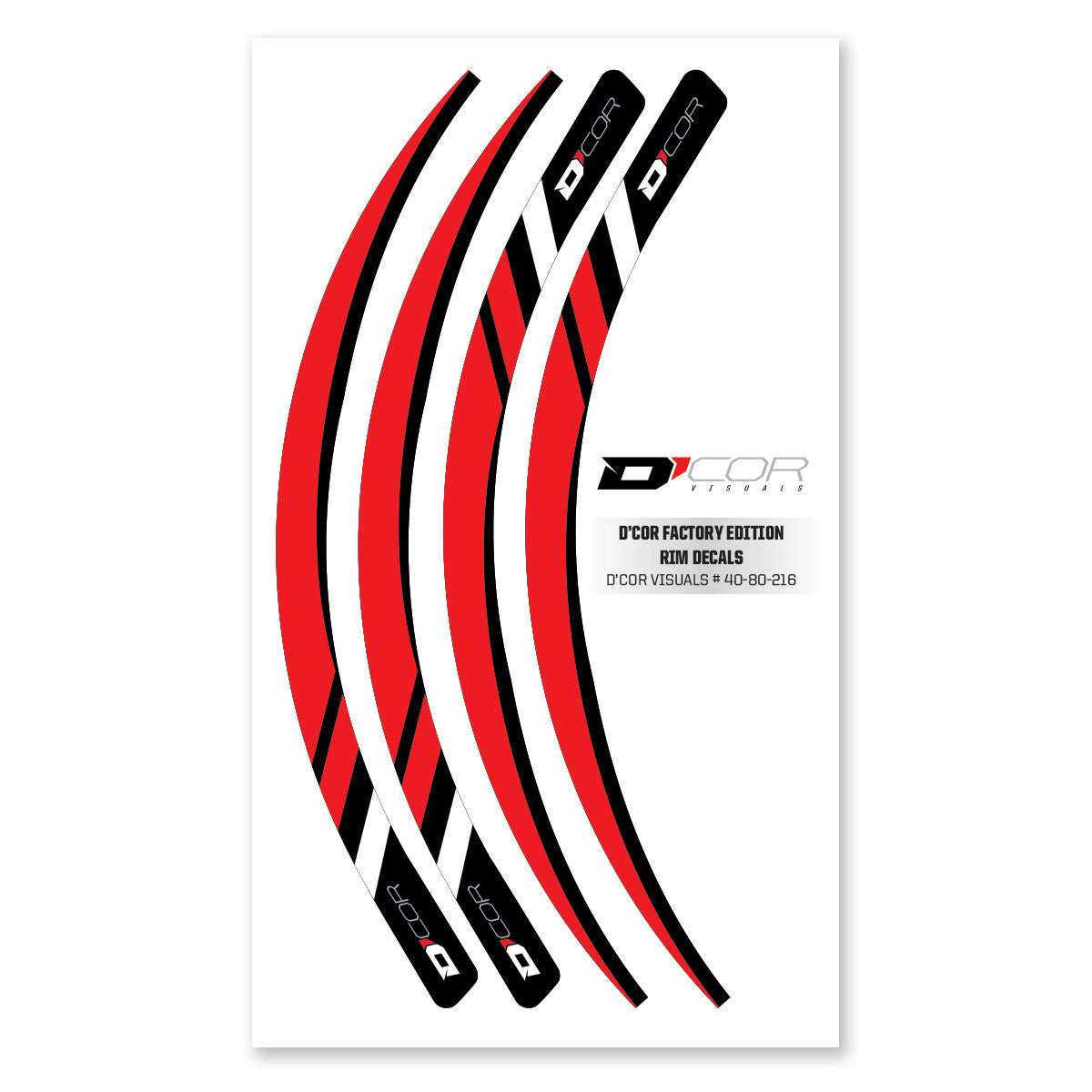 D-COR, D'COR RIM DECALS RED 4 PC SET RED RIM DECALS 4 PC SET 40-80-216