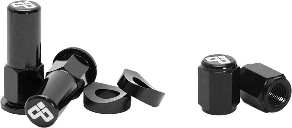 DUBYA, DUBYA RIM LOCK NUT & VALVE CAP KIT BLACK 68-051B