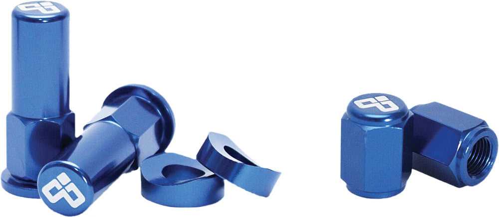 DUBYA, DUBYA RIM LOCK NUT & VALVE CAP KIT BLUE 68-051D