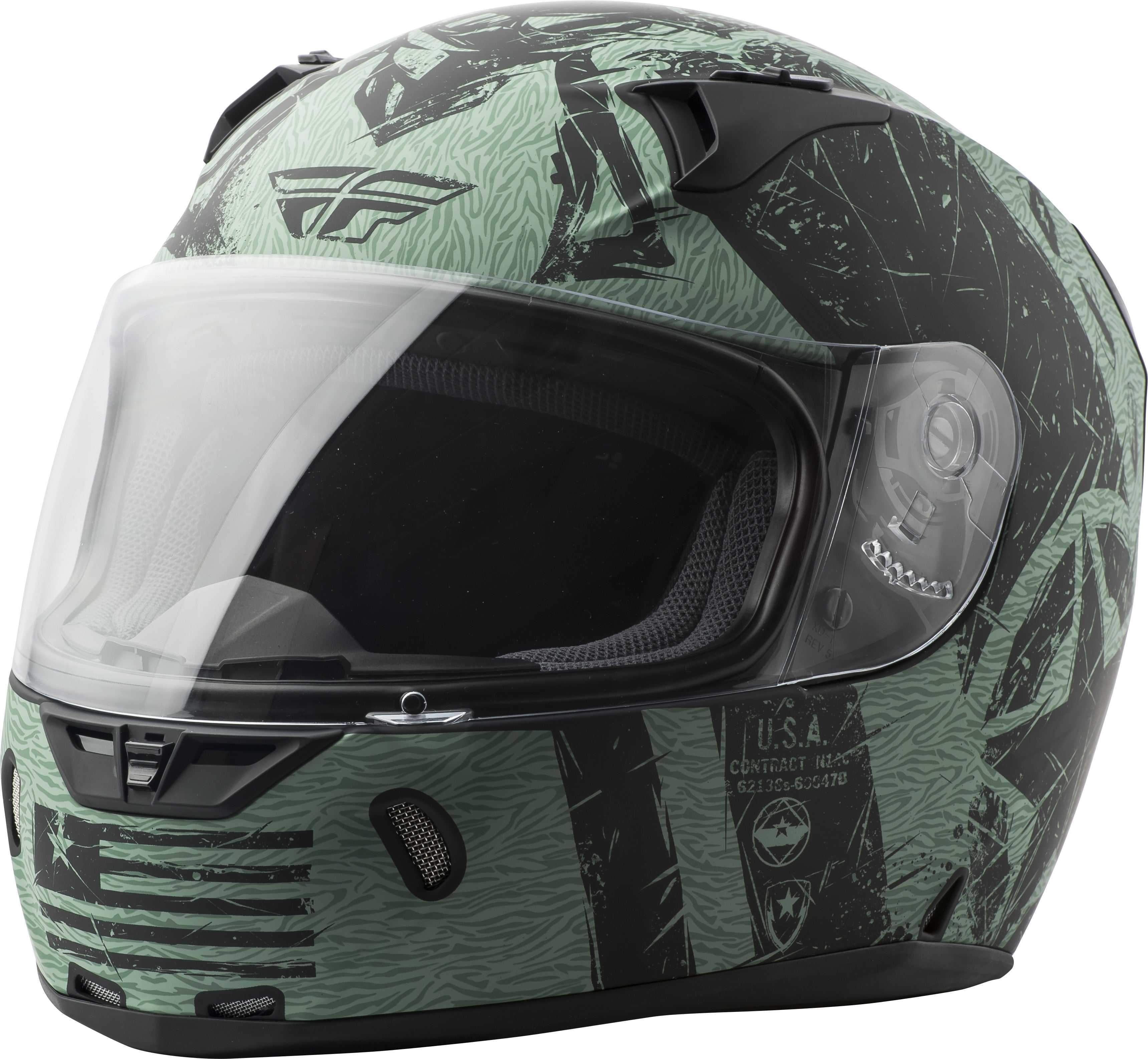 FLY RACING, FLY RACING REVOLT LIBERATOR HELMET MATTE BLACK/GREEN SM 73-8374-2