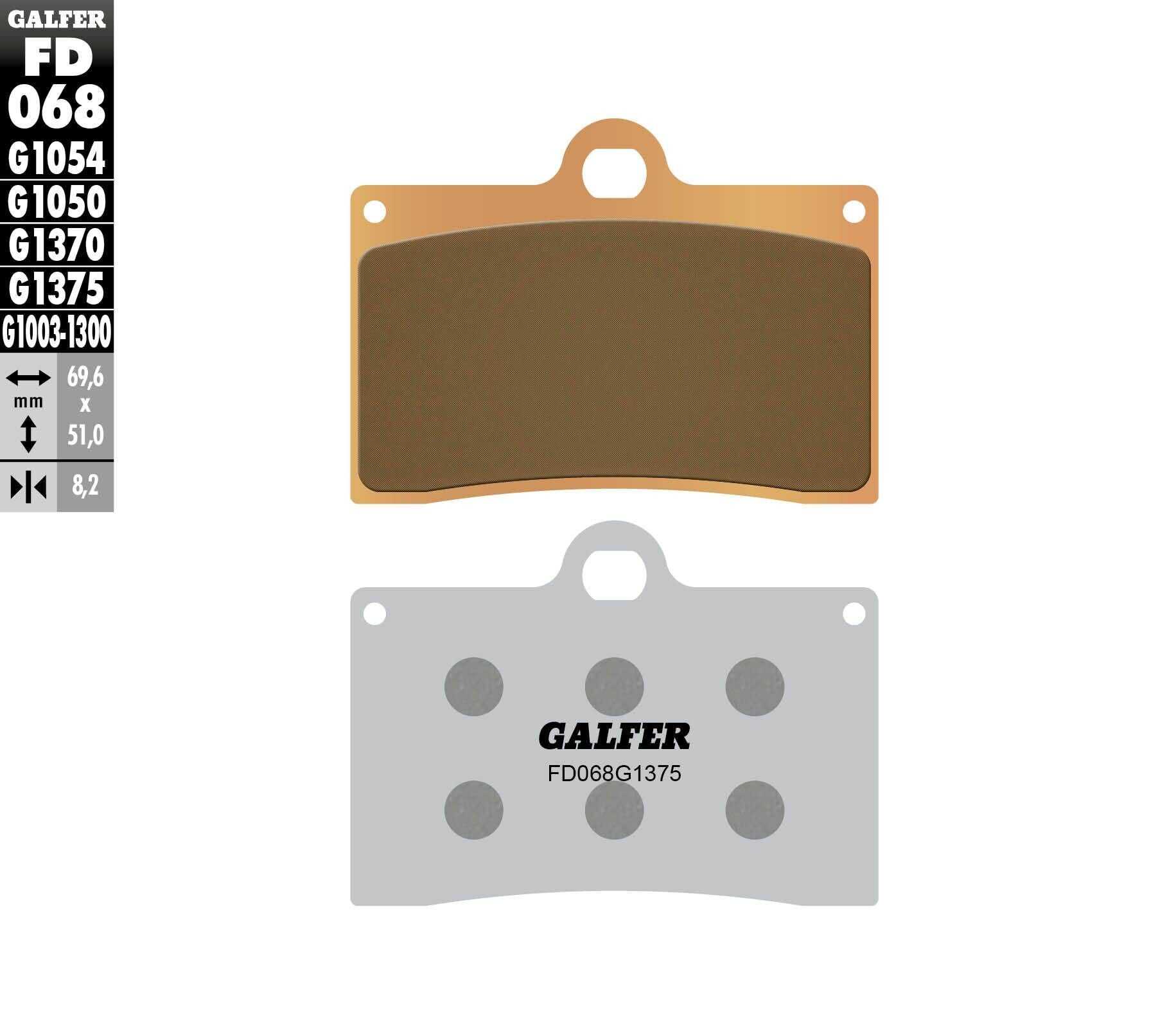 GALFER, GALFER BRAKE PADS SEMI METALLIC FD068G1054 FD068G1054