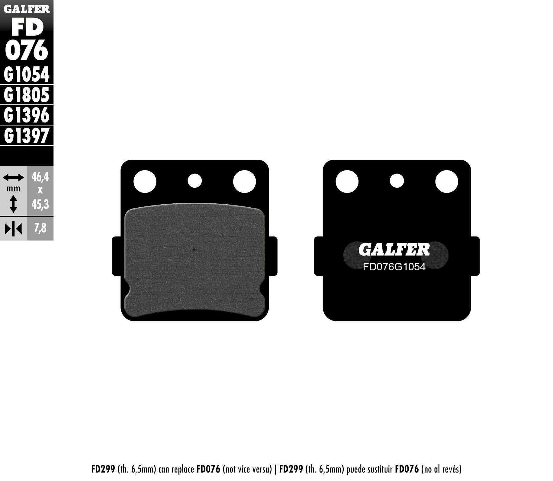 GALFER, GALFER BRAKE PADS SEMI METALLIC FD076G1054 FD076G1054