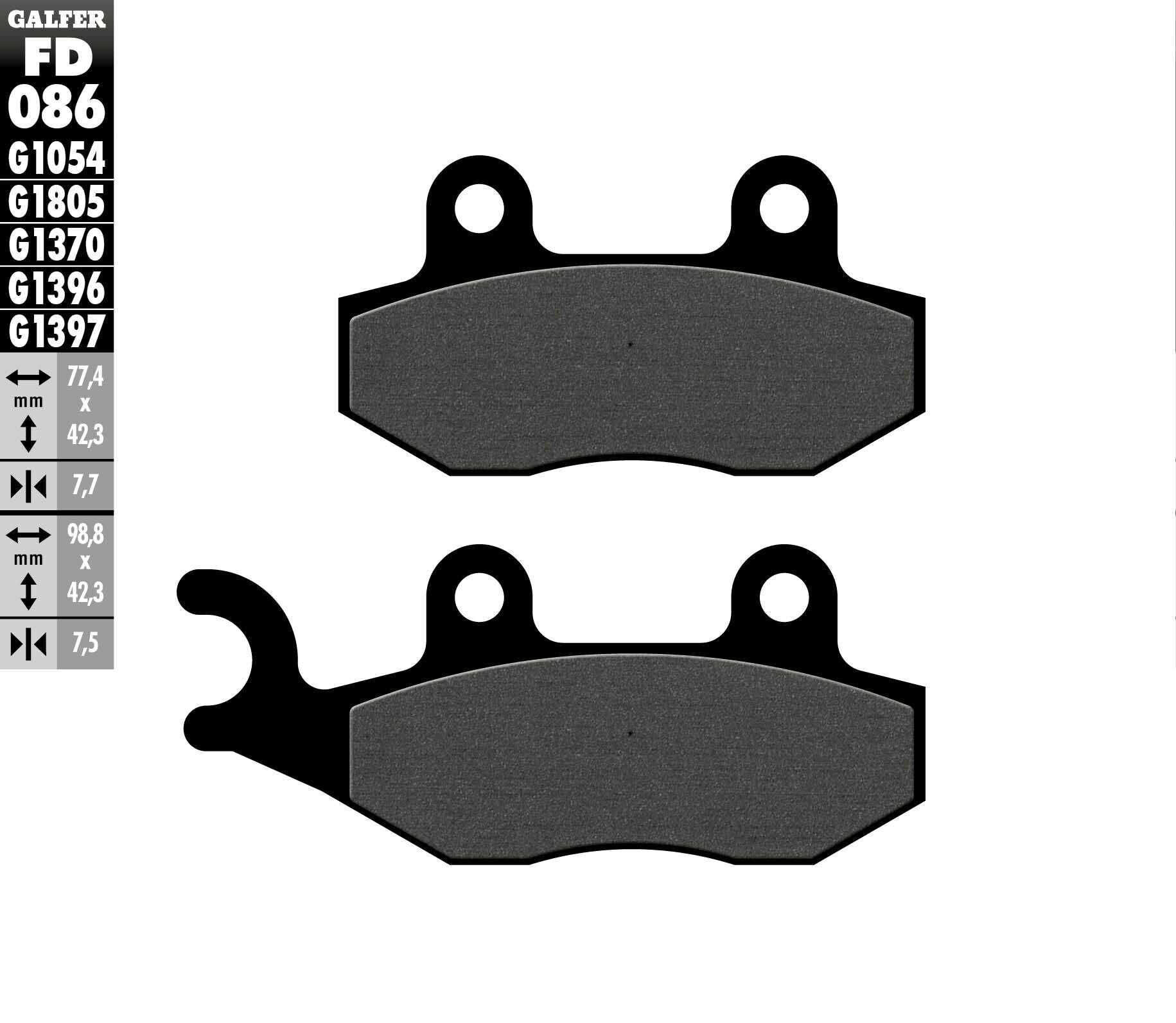 GALFER, GALFER BRAKE PADS SEMI METALLIC FD086G1054 FD086G1054