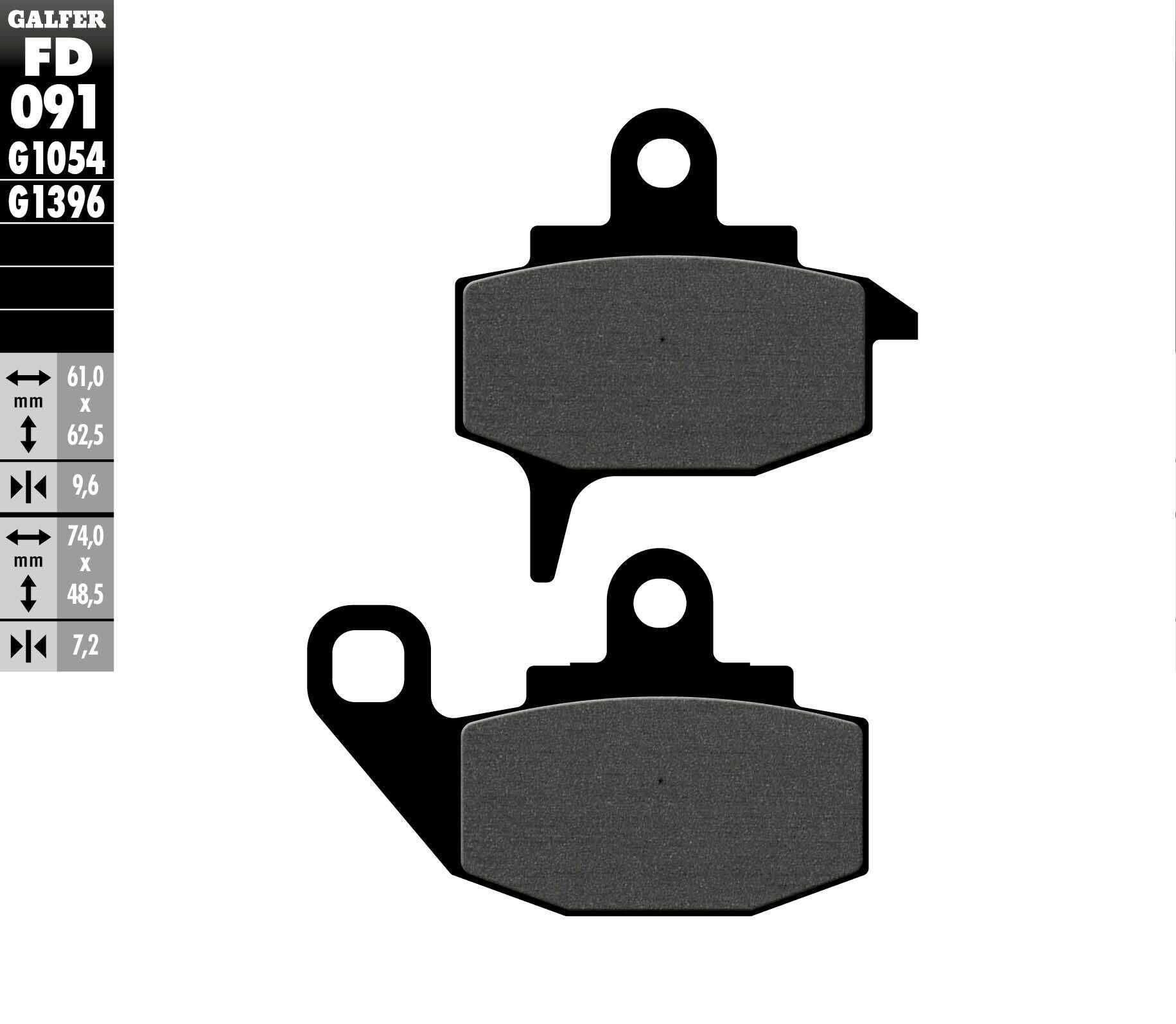 GALFER, GALFER BRAKE PADS SEMI METALLIC FD091G1054 FD091G1054