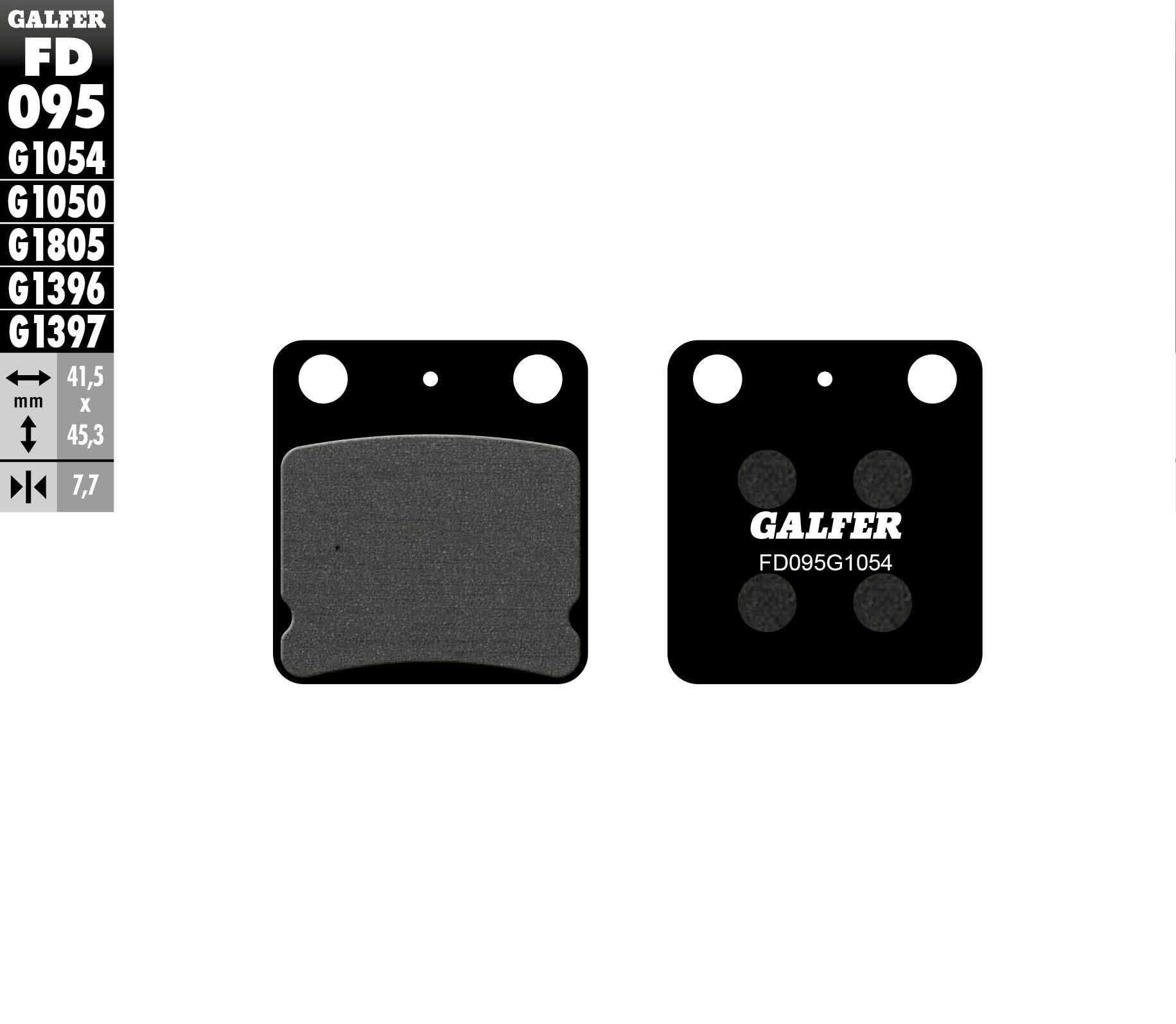 GALFER, GALFER BRAKE PADS SEMI METALLIC FD095G1054 FD095G1054