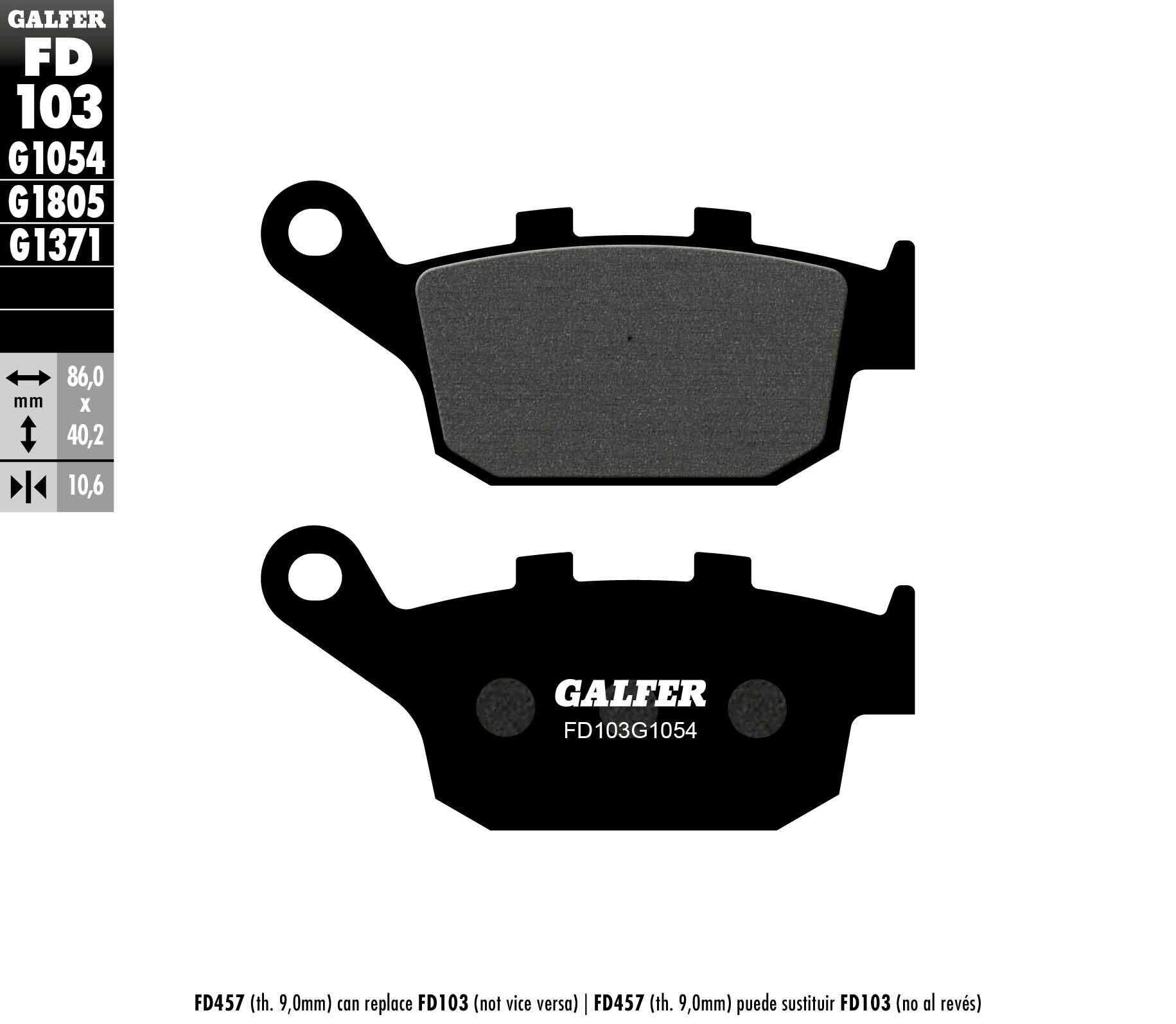 GALFER, GALFER BRAKE PADS SEMI METALLIC FD103G1054 FD103G1054