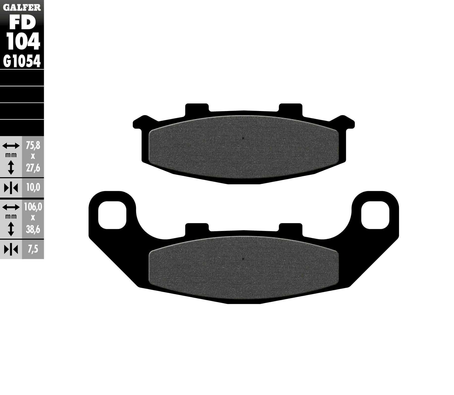 GALFER, GALFER BRAKE PADS SEMI METALLIC FD104G1054 FD104G1054