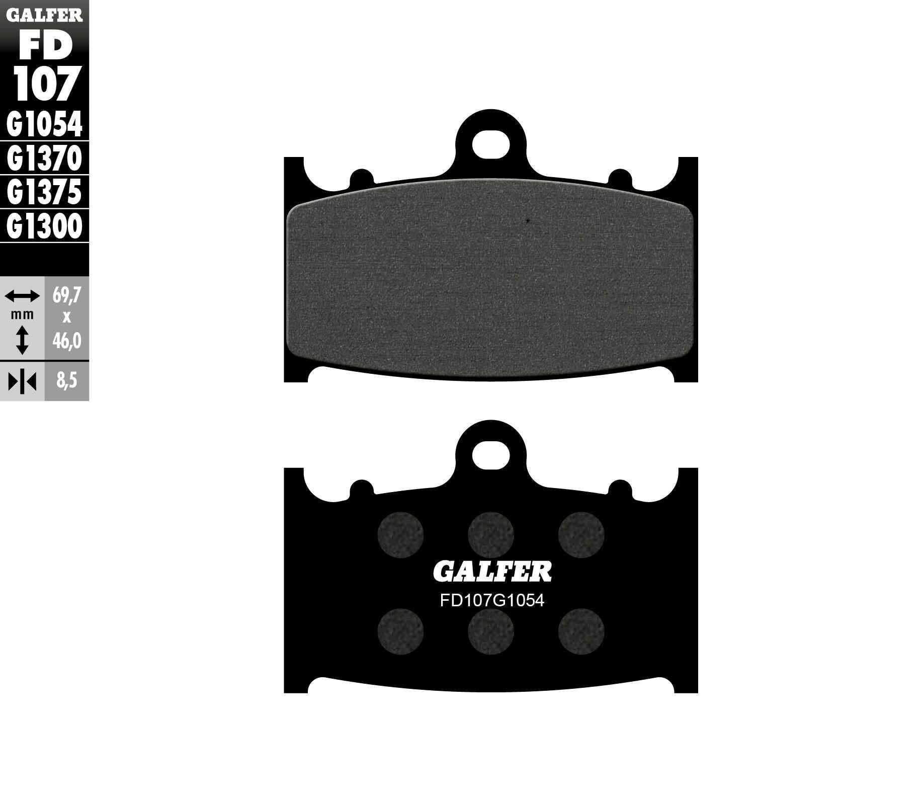 GALFER, GALFER BRAKE PADS SEMI METALLIC FD107G1054 FD107G1054