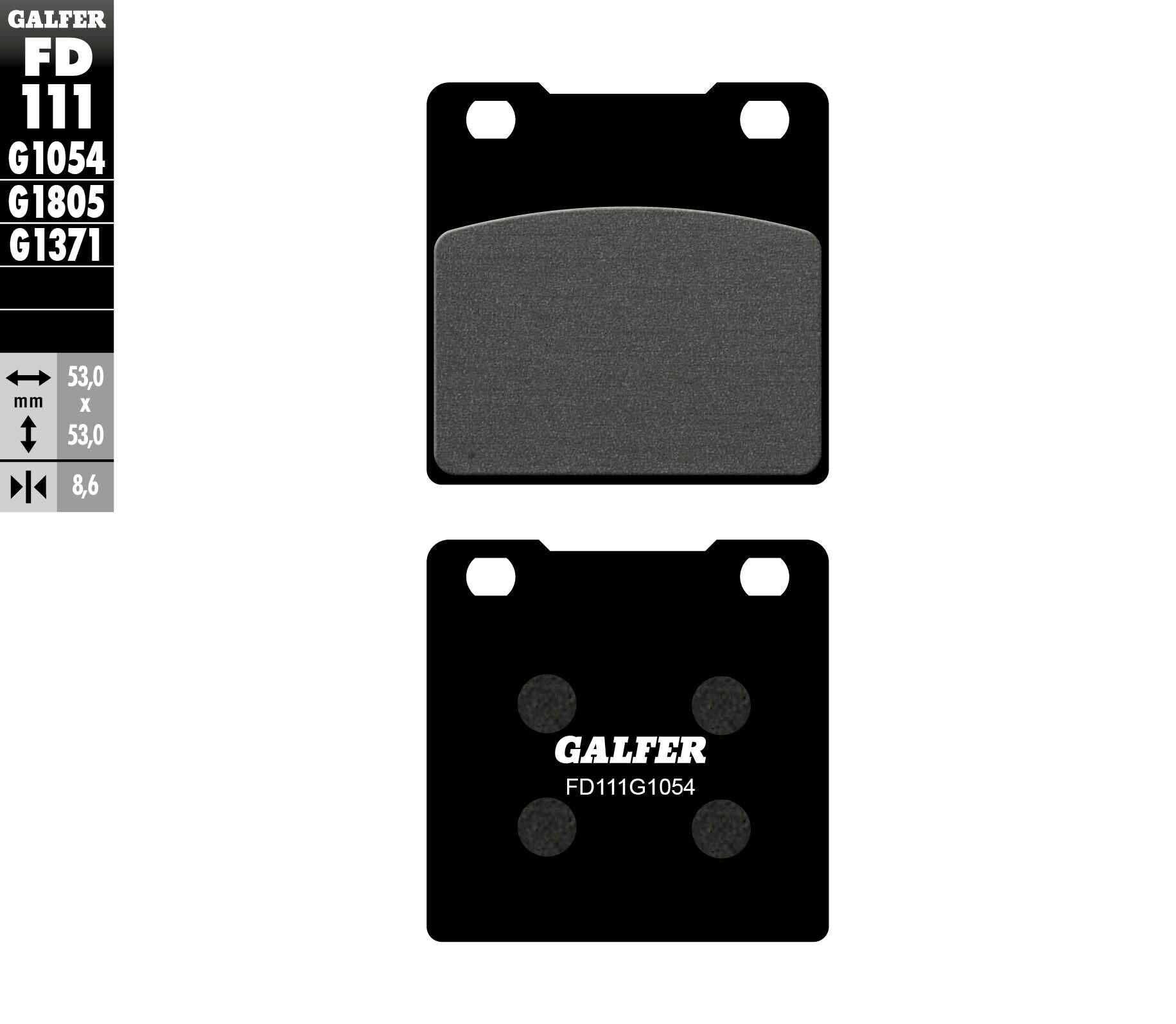 GALFER, GALFER BRAKE PADS SEMI METALLIC FD111G1054 FD111G1054