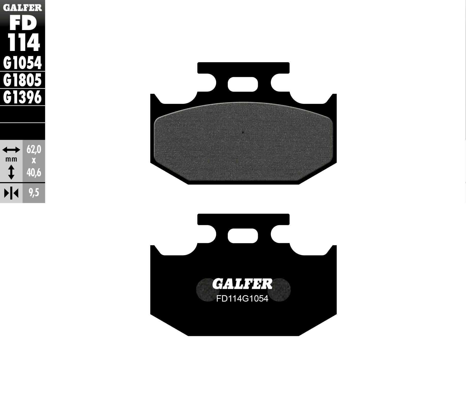 GALFER, GALFER BRAKE PADS SEMI METALLIC FD114G1054 FD114G1054