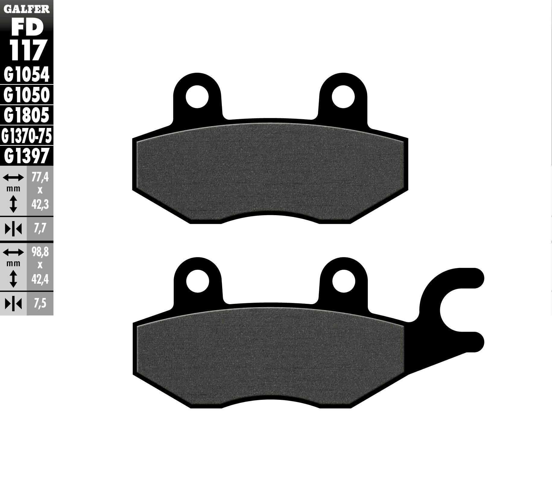 GALFER, GALFER BRAKE PADS SEMI METALLIC FD117G1054 FD117G1054