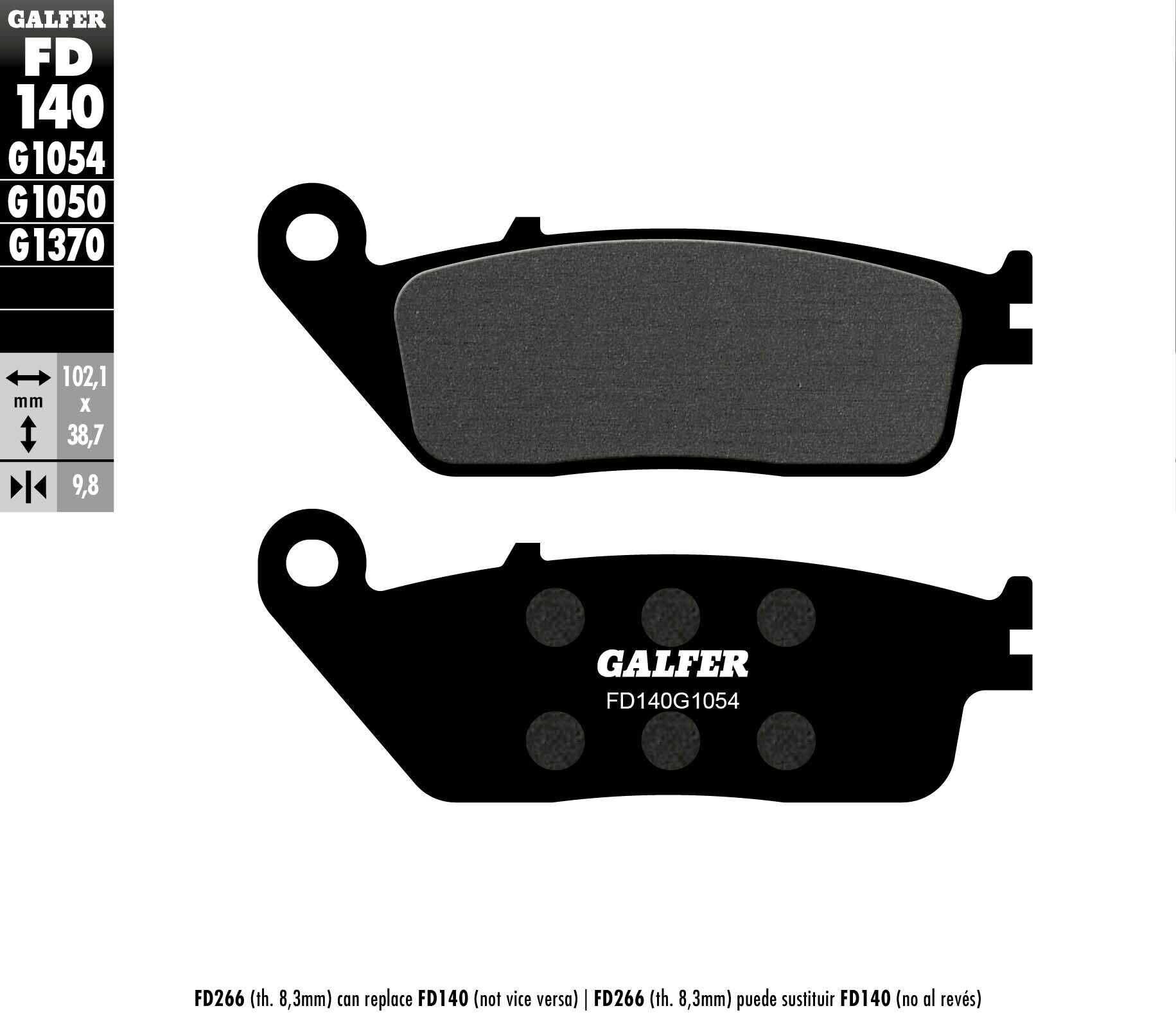 GALFER, GALFER BRAKE PADS SEMI METALLIC FD140G1054 FD140G1054