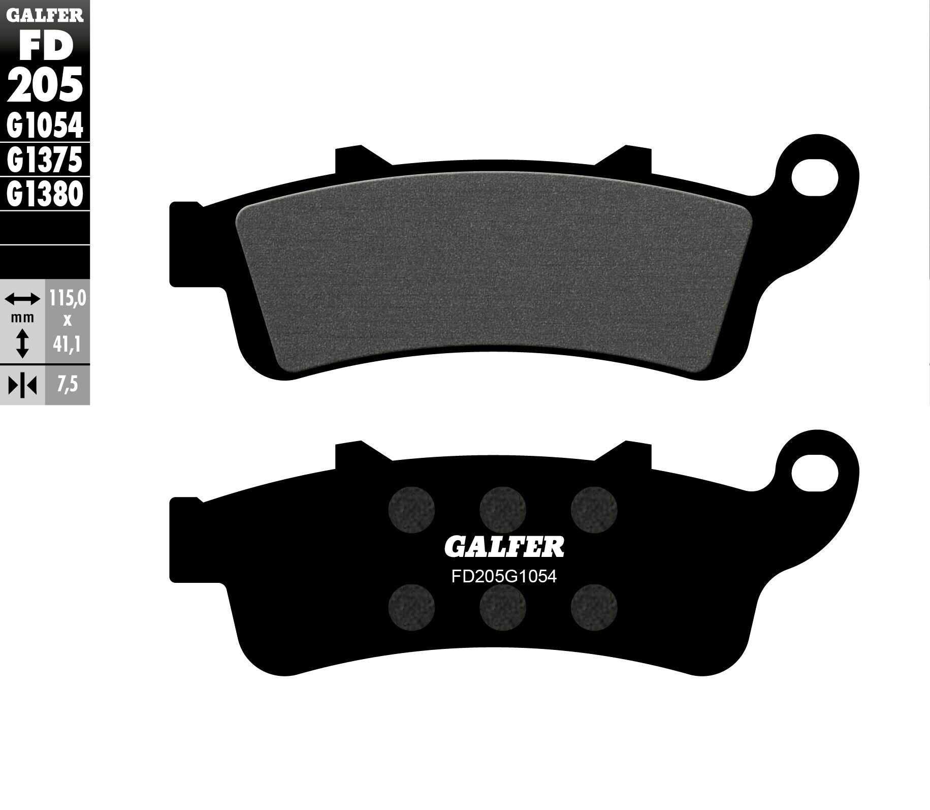 GALFER, GALFER BRAKE PADS SEMI METALLIC FD205G1054 FD205G1054