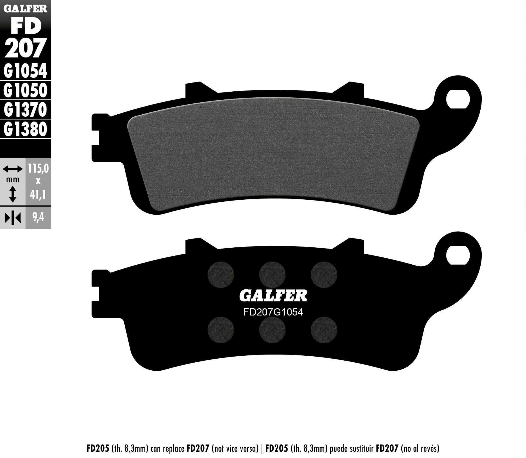 GALFER, GALFER BRAKE PADS SEMI METALLIC FD207G1054 FD207G1054