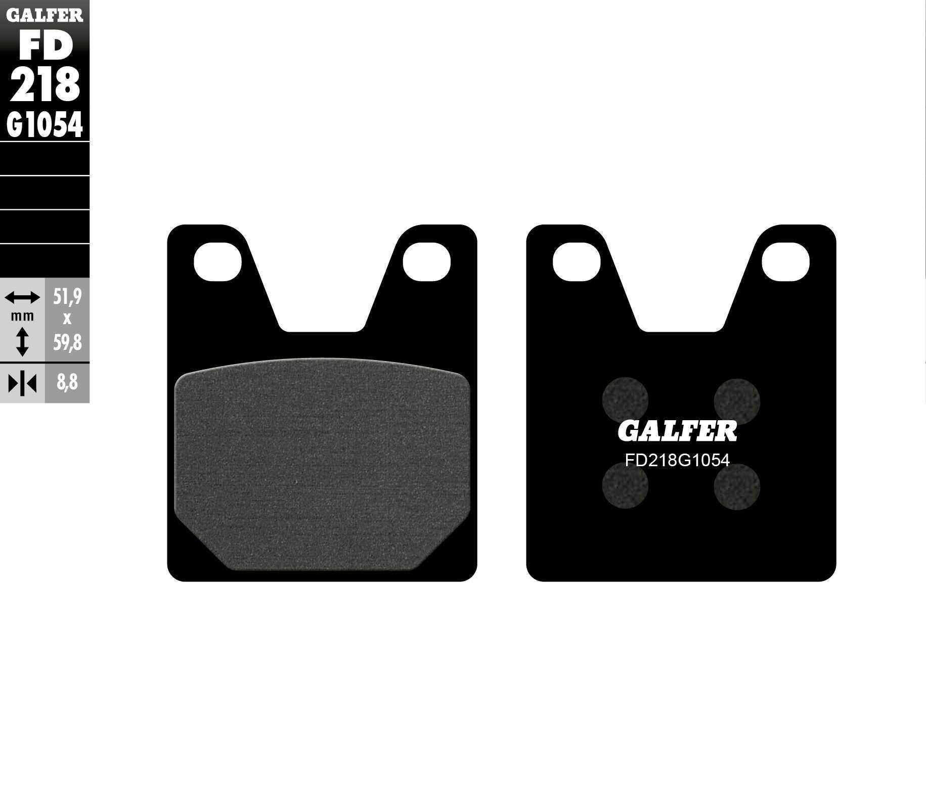 GALFER, GALFER BRAKE PADS SEMI METALLIC FD218G1054 FD218G1054