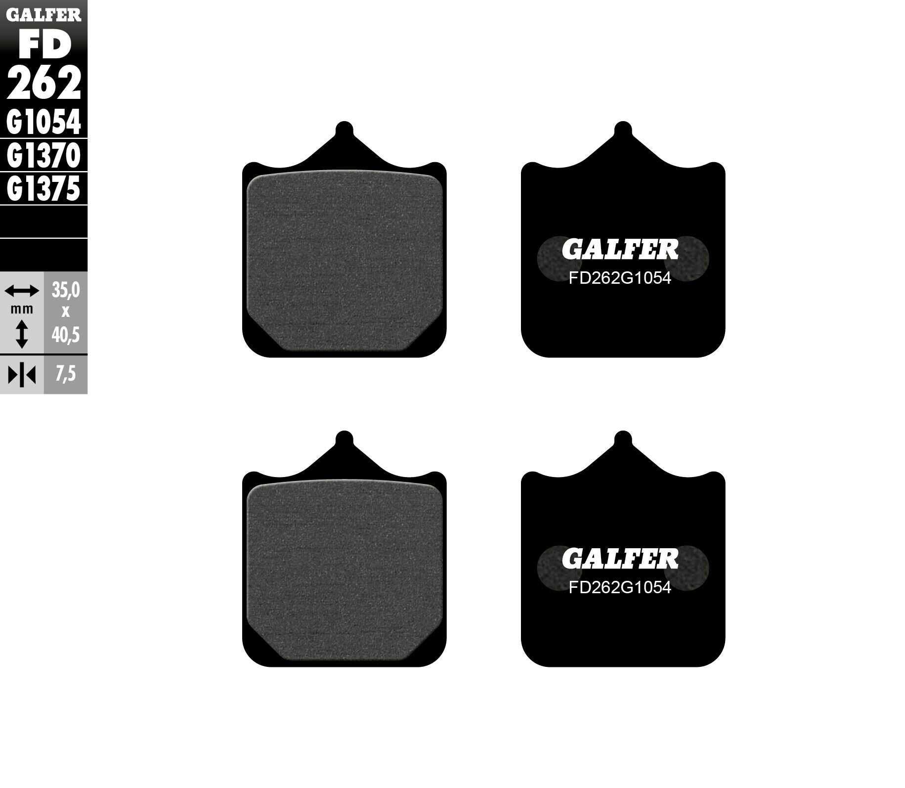 GALFER, GALFER BRAKE PADS SEMI METALLIC FD262G1054 FD262G1054