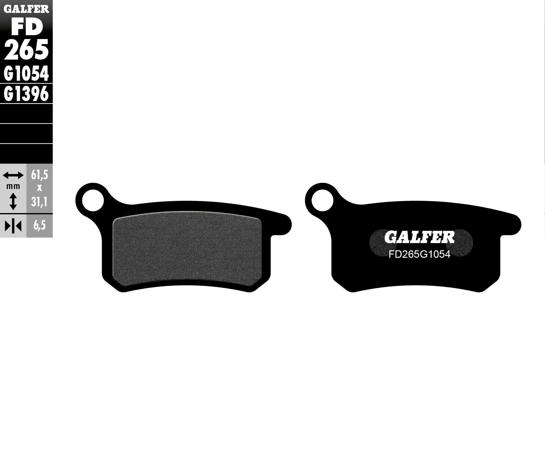 GALFER, GALFER BRAKE PADS SEMI METALLIC FD265G1054 FD265G1054