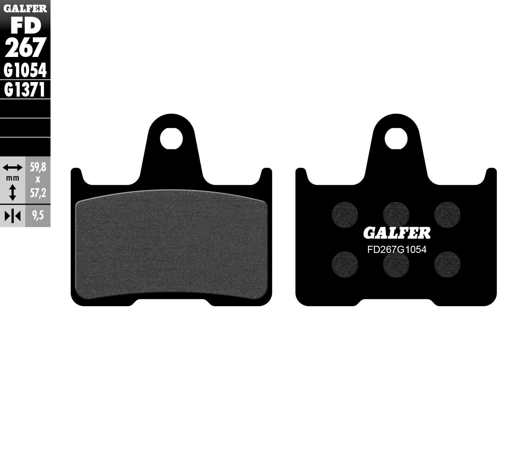 GALFER, GALFER BRAKE PADS SEMI METALLIC FD267G1054 FD267G1054