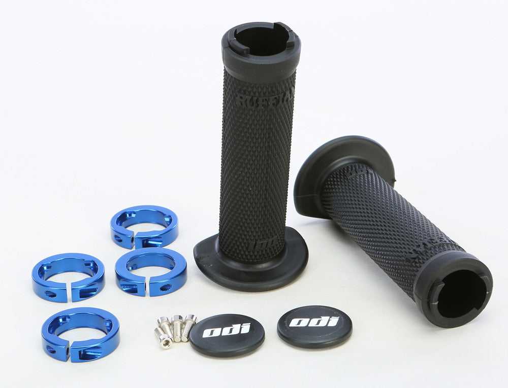 ODI, ODI ATV RUFFIAN LOCKON GRIP 130MM BLACK/BLUE J30RFB-U