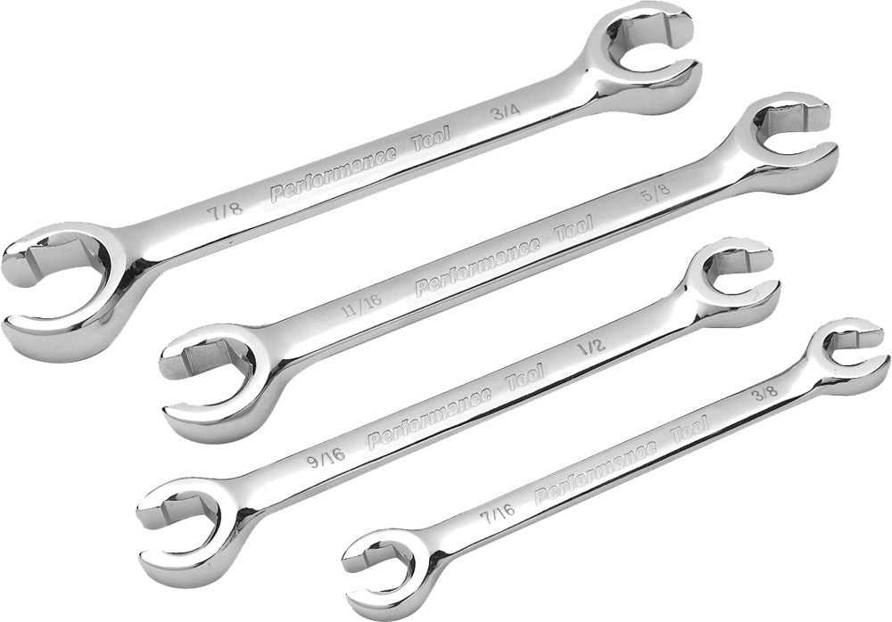 PERFORMANCE TOOL, PERFORMANCE 4 PC SAE FLARE NUT WRENCH SET W30430